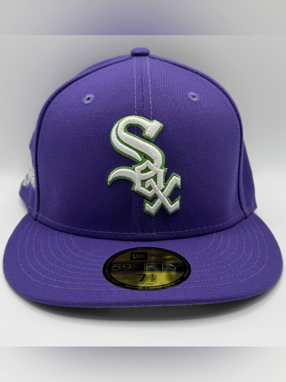Chicago White Sox New Era 59FIFTY Men's Fitted Hat 7 1/2 Purple Lime Side Patch
